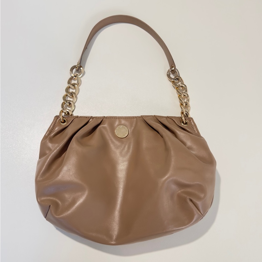Kendall + Kylie Beige  Shoulder Bag with Gold Chain Handle
